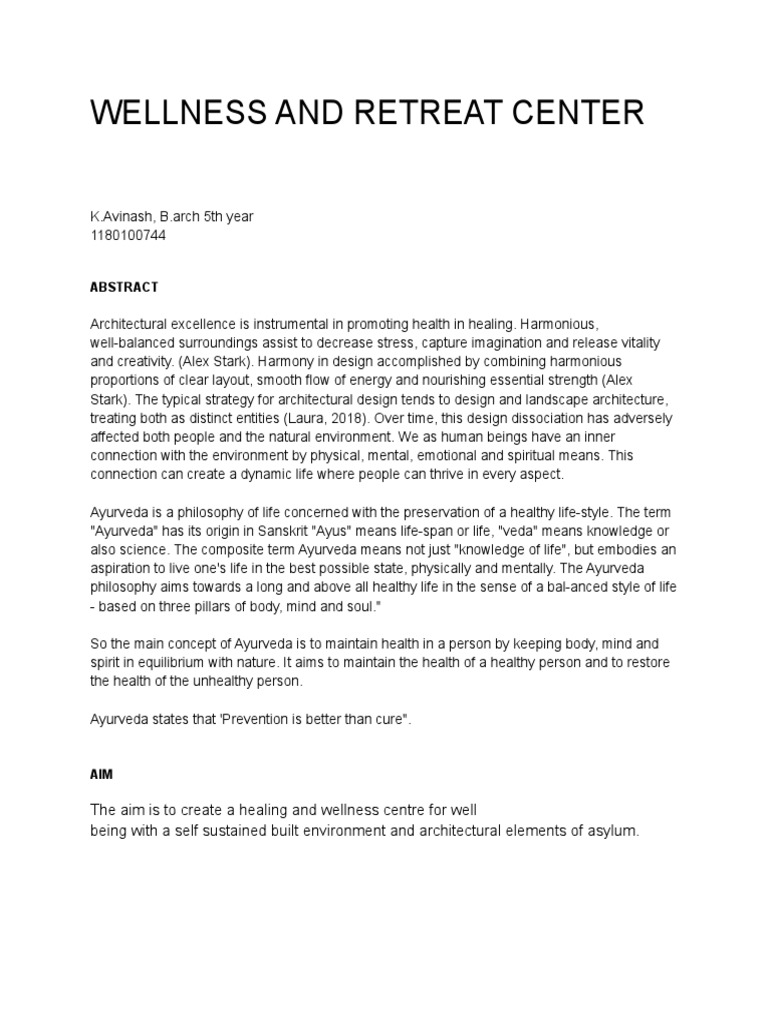 Ayurvedic Wellness Center Design Insights | PDF | Ayurveda | Psychology