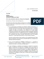 Carta de la Conmebol a Pablo Ferrari