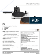 Product Information: Plug & Play Entry Level Turntable - E1 Standard - E1 Phono - E1 BT