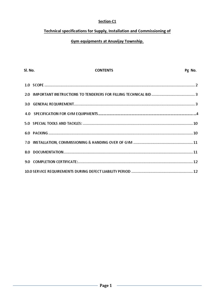 Technical Specs for Gym Equipment Supply | PDF | Treadmill | Flooring