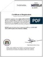 Tanzania: Certificate of Registration