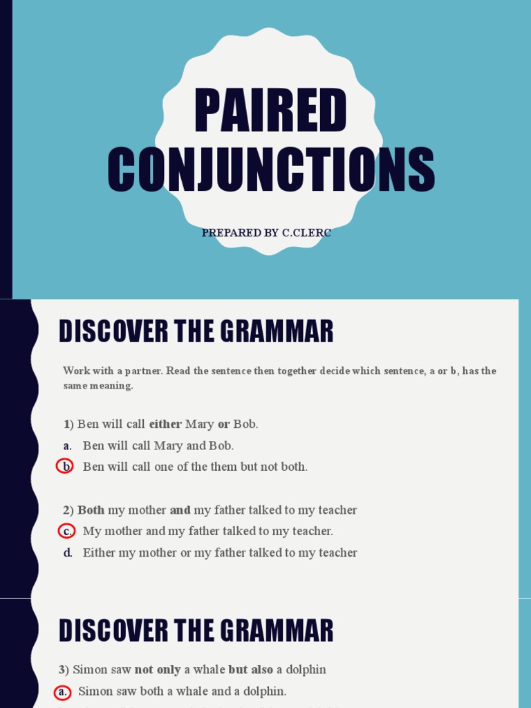 Understanding Paired Conjunctions in Grammar | PDF | Syntactic ...