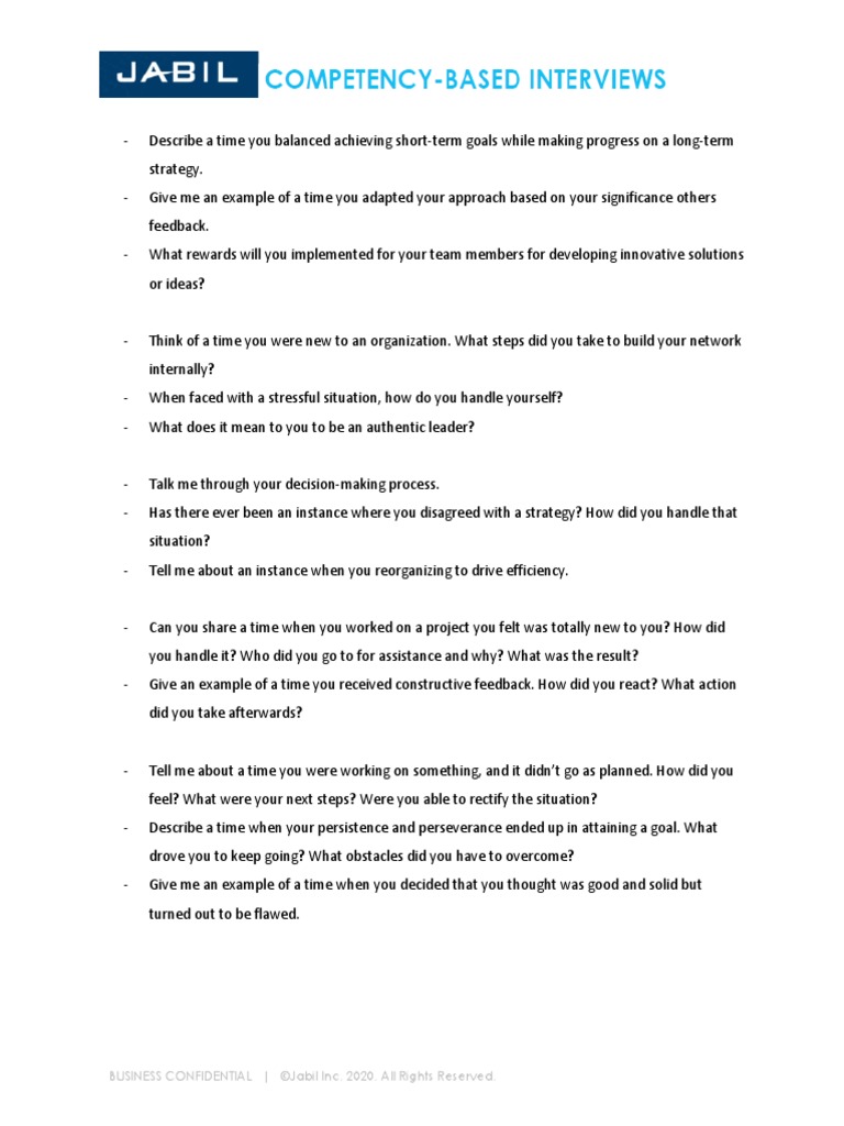 Jabil Interview FG | PDF