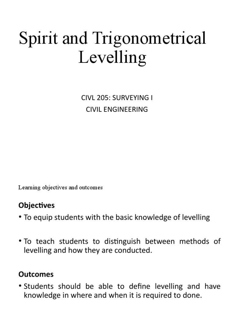L5 Spirit and Trigonometrical Levelling | PDF | Sea Level | Atmospheric ...