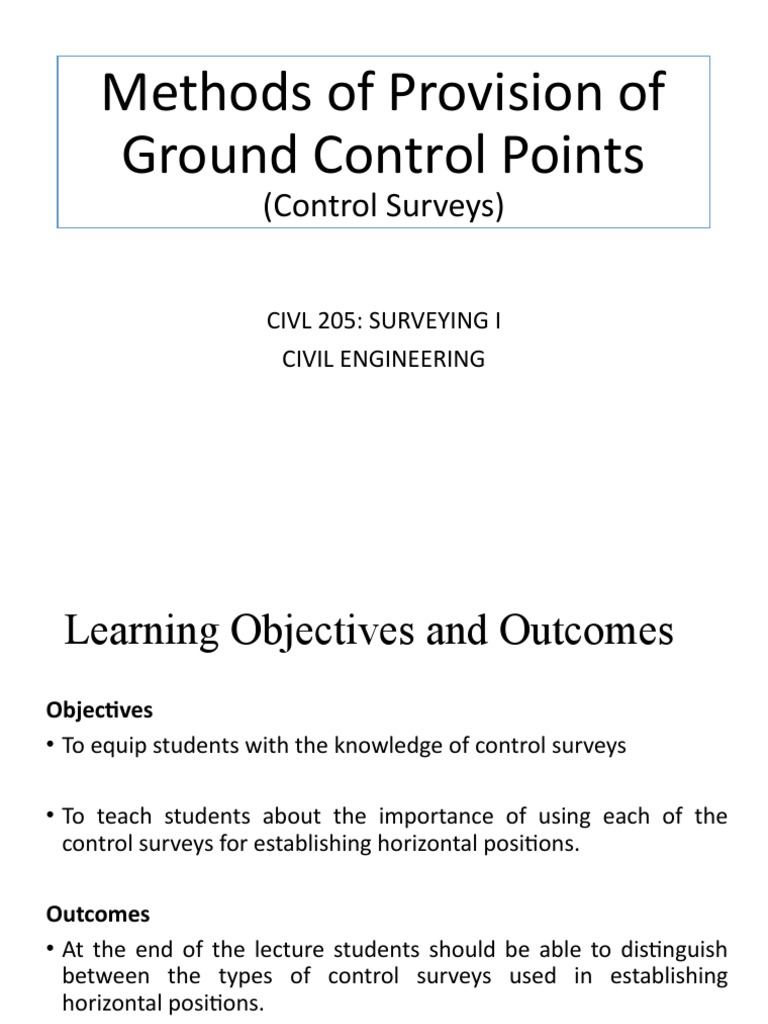 Control Survey Techniques Overview | PDF | Surveying | Triangle