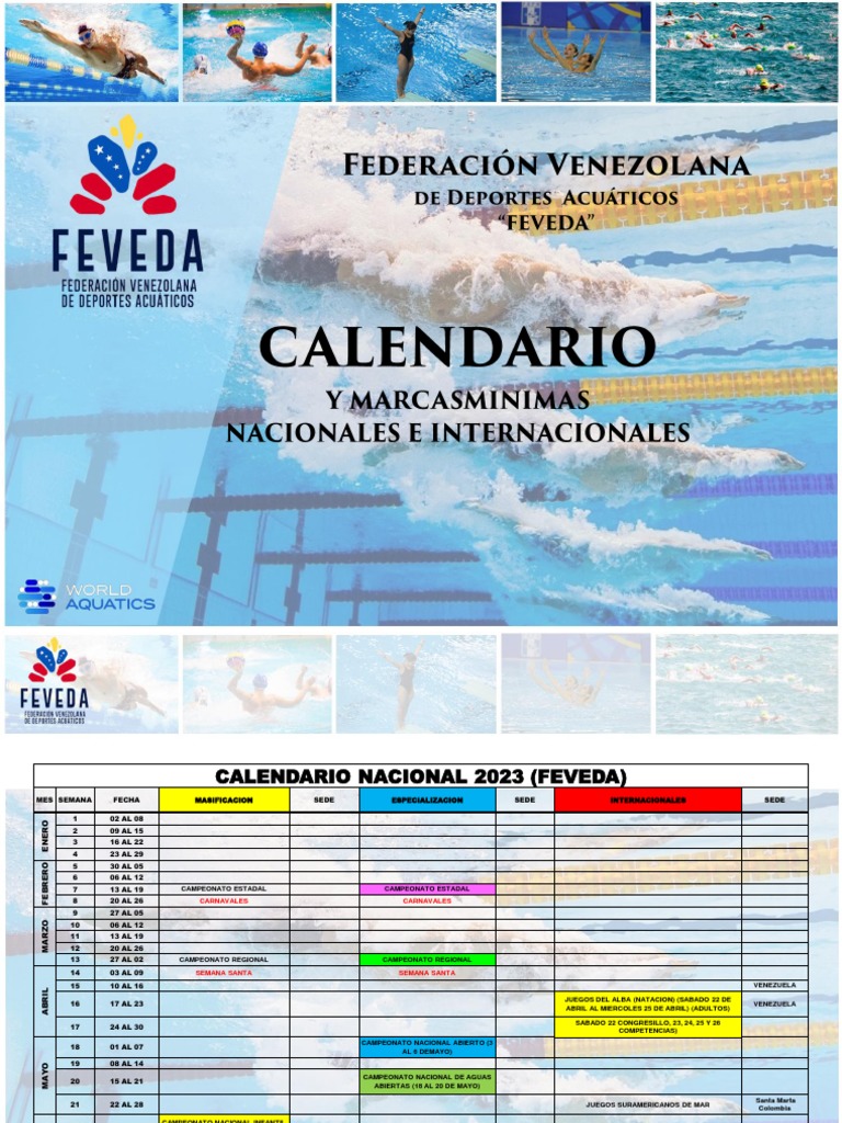 Calendario y Marcas Minimas Natacion Feveda 2023 | PDF | Deportes ...