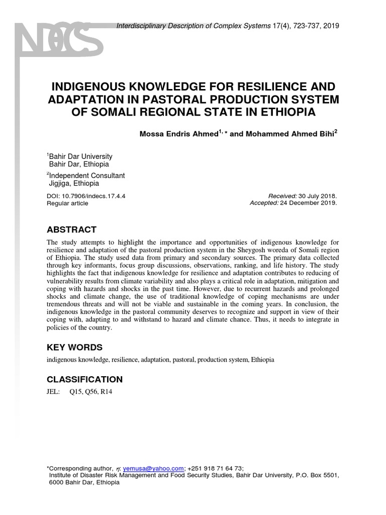 Indigenous Knowledge For Resilience Pdf Pastoralism Climate