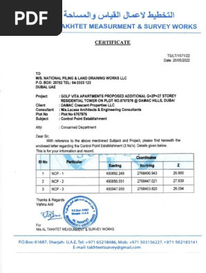 Demarcation Certificate