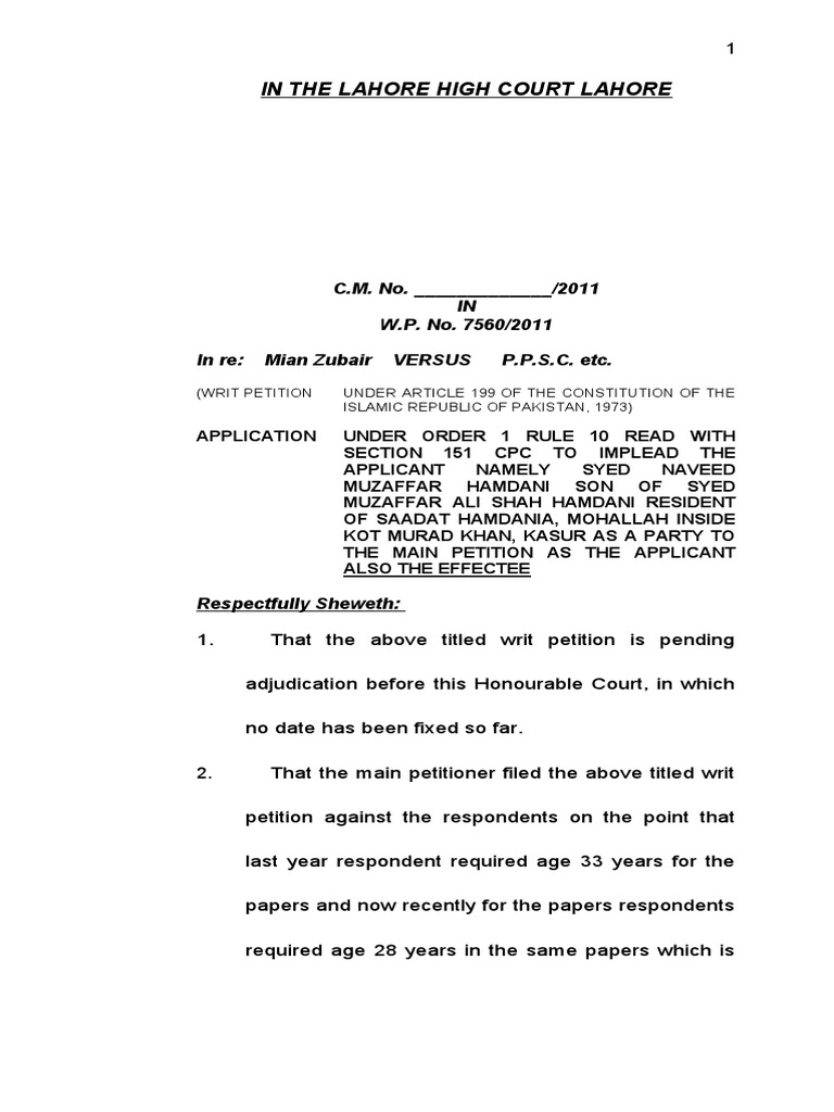 Application-1-10-High Court | PDF | Justice | Crime & Violence