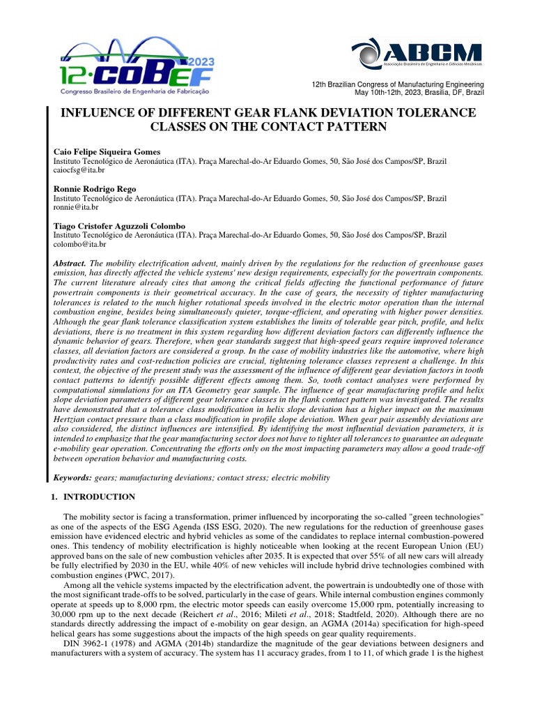 Influence of Different Gear Flank Deviation Tolerance Classes On The