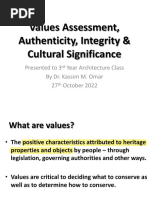 Values Assessment, Authenticity, Integrity and Cultural Significance - OCT 2022