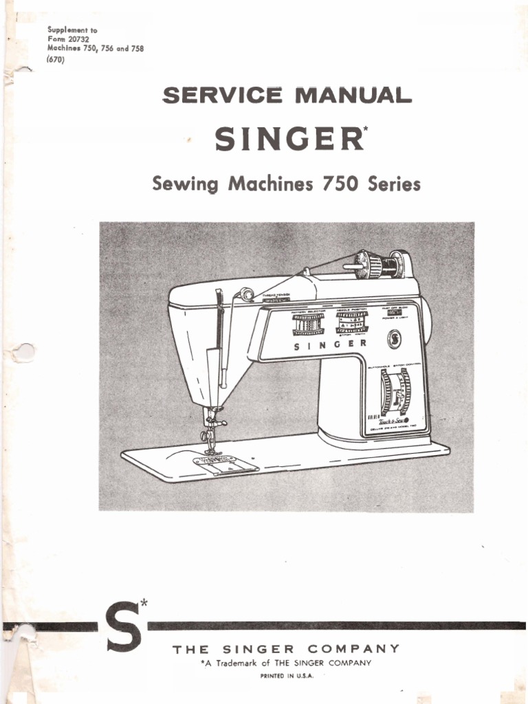 Singer 750 Series Service Manual PDF Sewing Machine Manufactured Goods