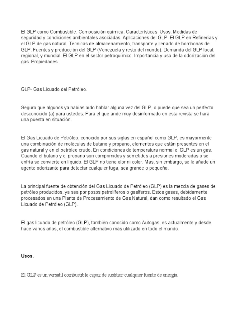 Usos y Seguridad del GLP: Guía Completa | PDF | Gas de petróleo licuado ...