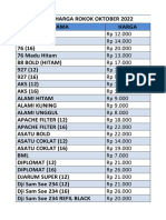 Daftar Harga Rokok Oktober 2022