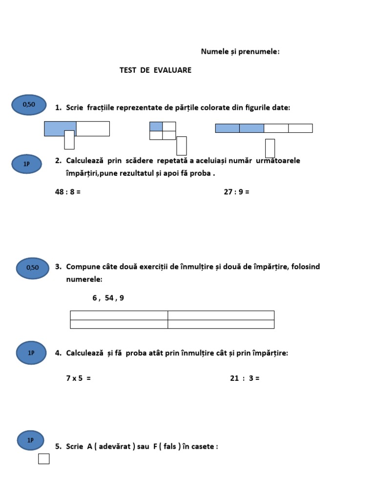 4 Test Evaluare Mate | PDF