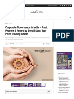 Corporate Governance in India - Past, Present & F