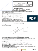 Devoir de Contrôle N°2 (Corrig - Sciences physiques pH d'une solution aqueuse, RFD d'un solide en translation et mouvement rectiligne sinusoidale - 3ème Informatique (2011-2012) Mr