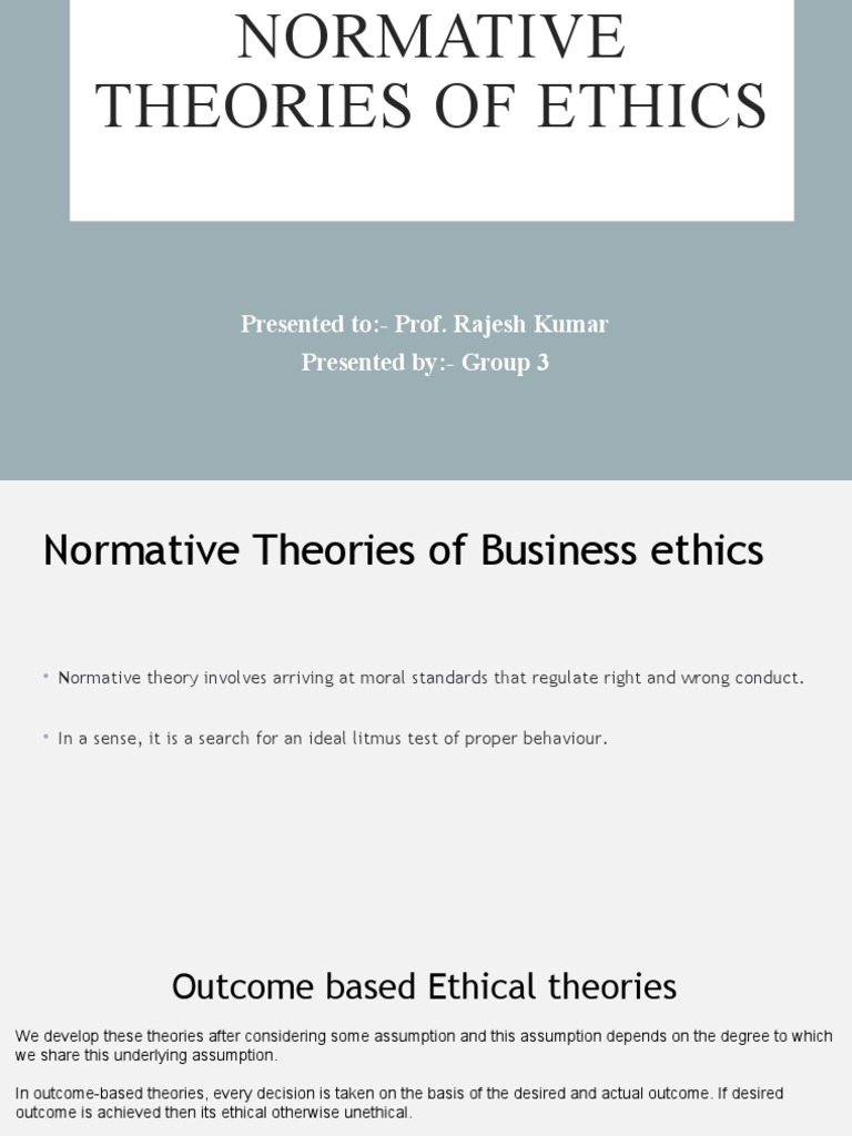 Overview of Normative Ethical Theories | PDF | Utilitarianism ...