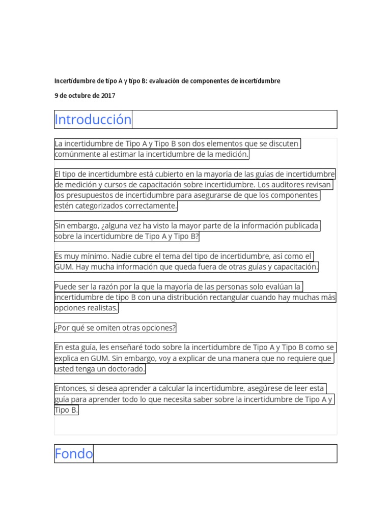 Incertidumbre Tipo A y B: Guía Completa | PDF | Incertidumbre ...