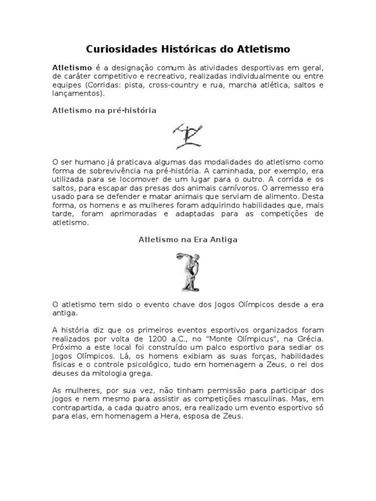 Curiosidades Históricas Do Atletismo | PDF | Esporte de Atletismo ...
