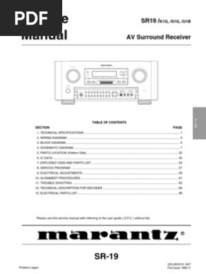 Marantz Sr 19 Service Manual Hertz Distortion