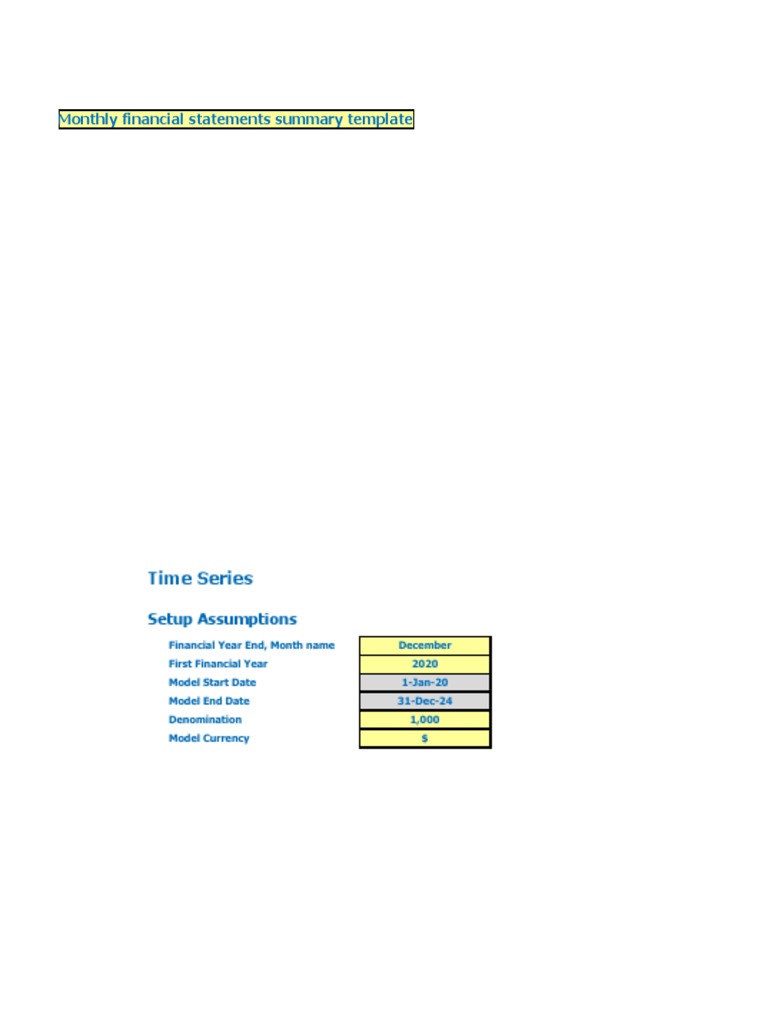 Monthly Financial Statements Summary Excel Template PDF Balance