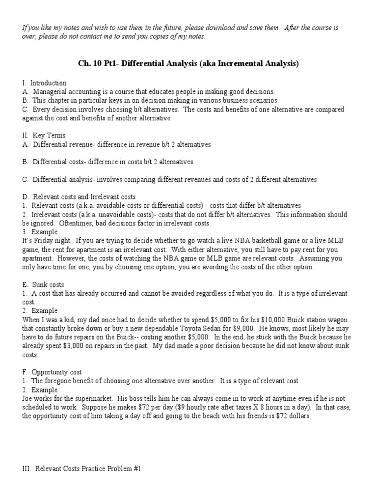 An Accurate Title for an Academic Document on Differential Cost