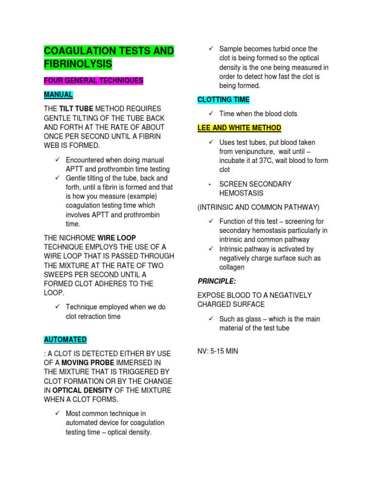 Lee-White Method for Coagulation Testing | PDF | Coagulation | Platelet
