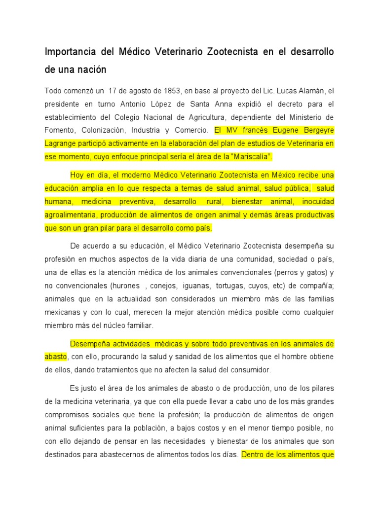 Importancia del Médico Veterinario Zootecnista | PDF | Carne | Medicina ...