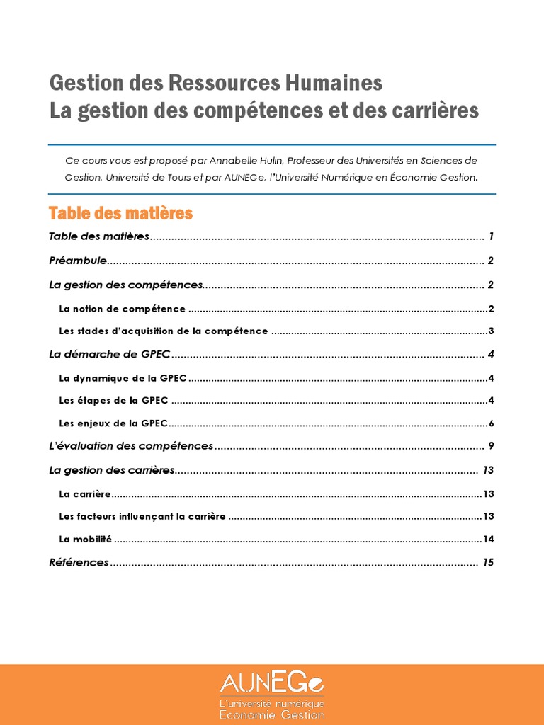 Gestion des Compétences et Carrières RH | PDF | Compétence (Ressources ...
