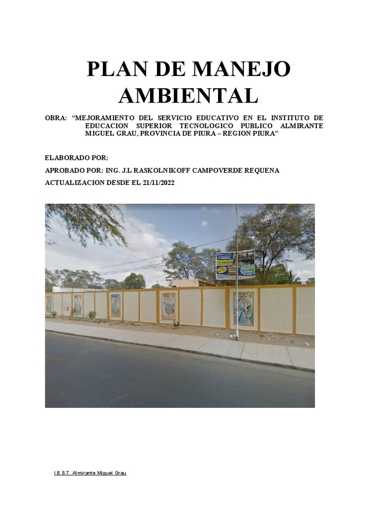 Plan de Manejo Ambiental I.E.S.T. Grau | PDF | Entorno natural | Residuos