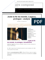 Juste La Fin Du Monde, Lagarce, Prologue - Analyse Pour L - 'Oral