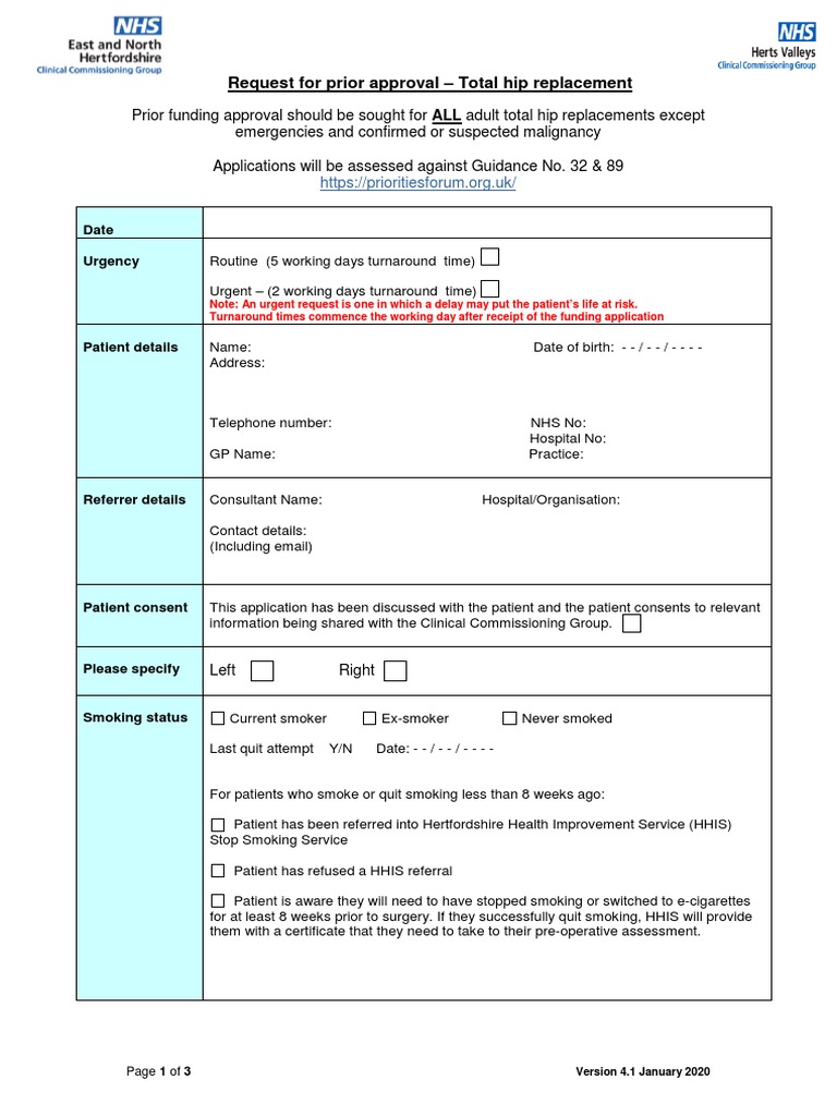 Total Hip Replacement v4.1 Jan20 | PDF | Surgery | Weight Loss