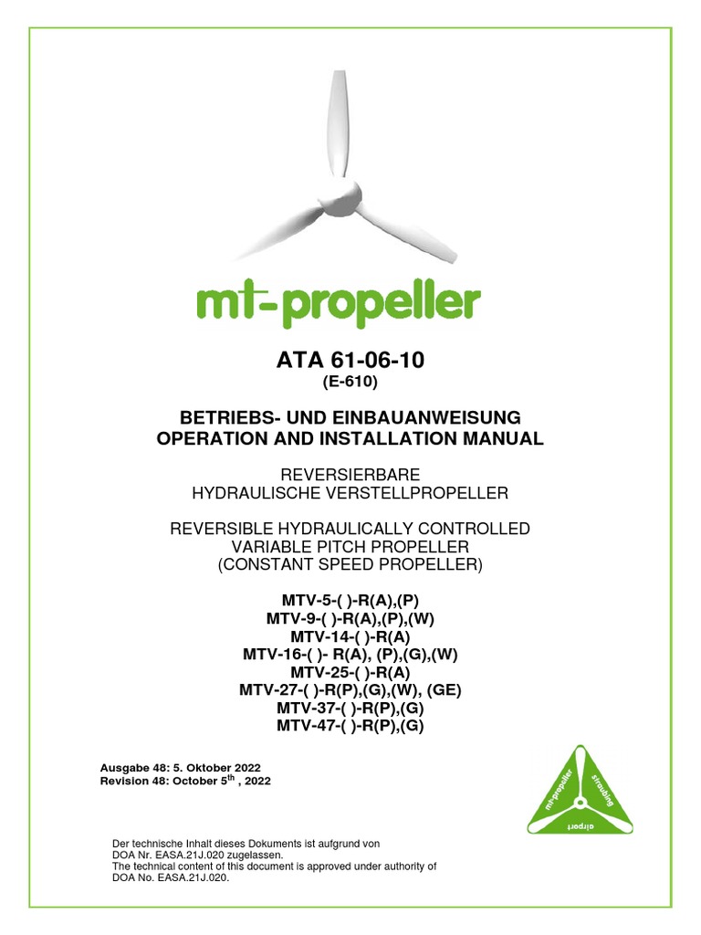 MT Propeller Manual PDF Airfoil Aerospace