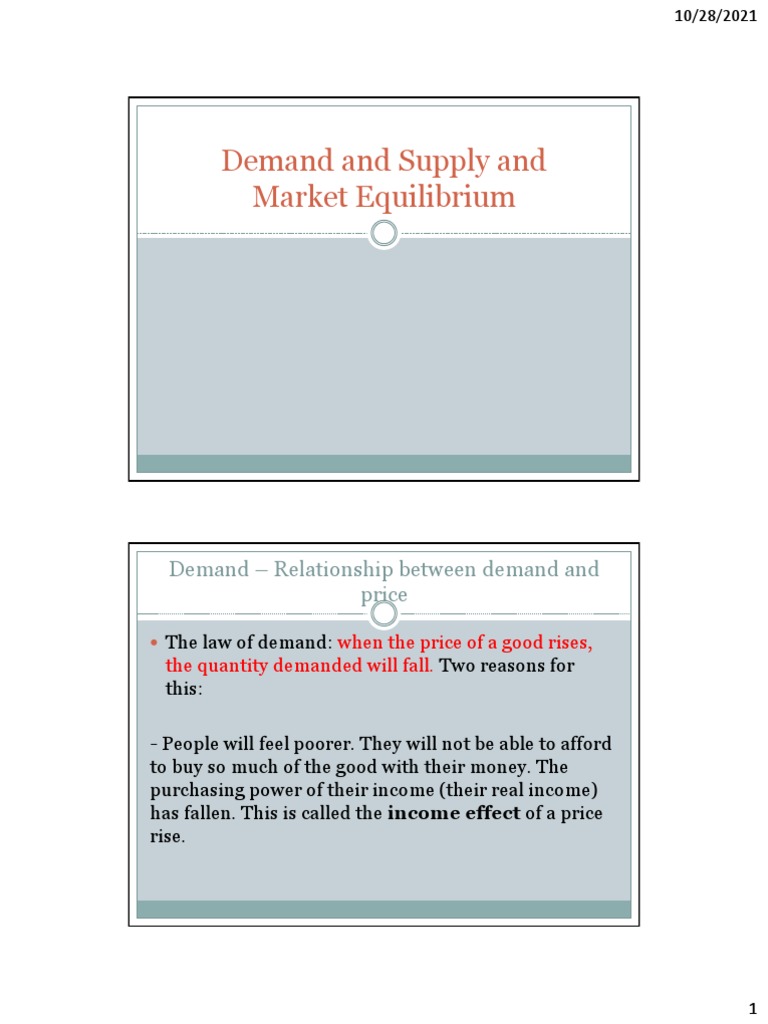 Lesson 2 Demand and Supply and Market Equilibrium PDF Demand