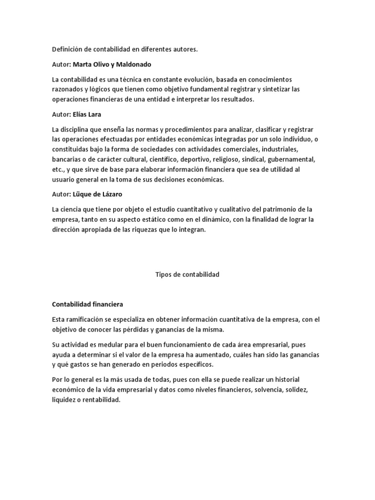 Definición de Contabilidad en Diferentes Autores | PDF