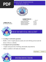 Pre and Post Parenthood Pyschological Health Issues