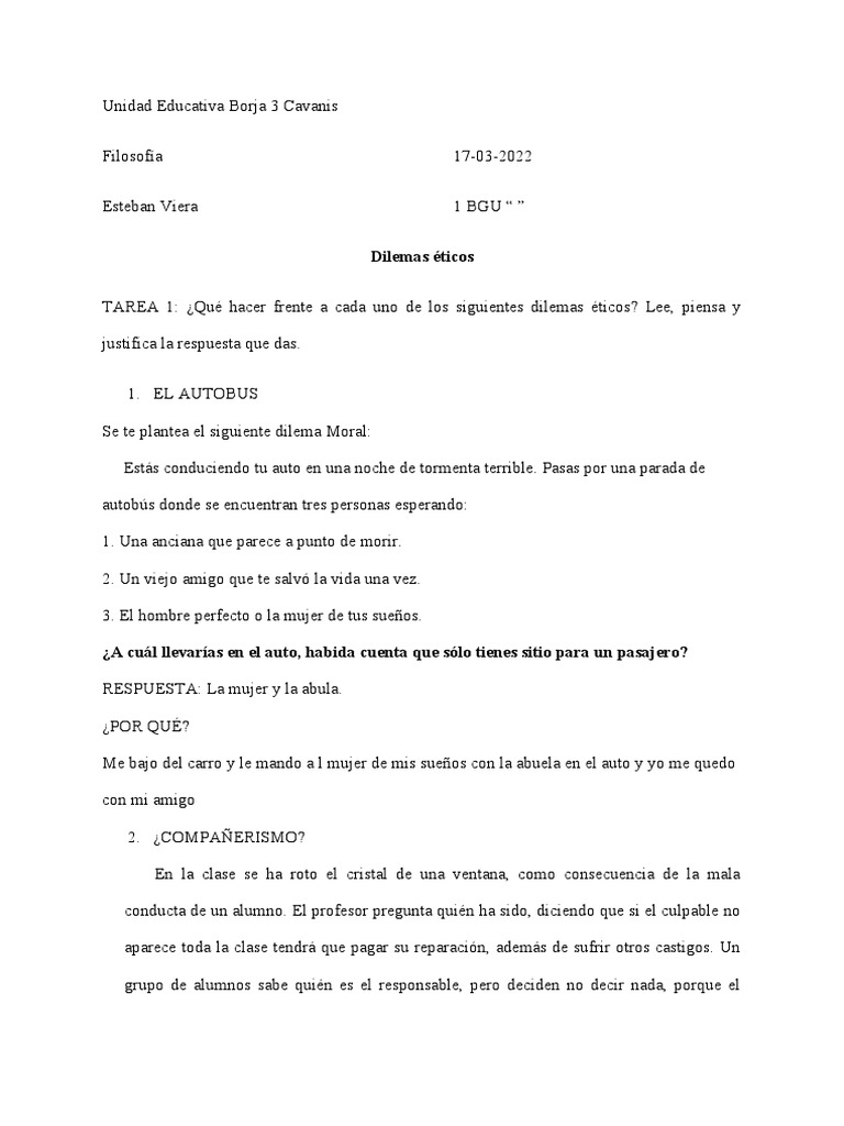 Copia de Dilema Moral Del Autobus | PDF | Ciencias sociales