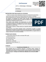 Embriologia e Histologia do 4o Semana e Tecidos