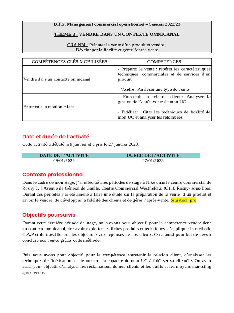 Préparation et Vente Omnicanal CRA 4 | PDF | Sodles | Merchandising