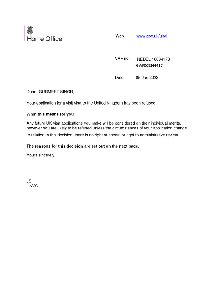 Visa Refusal Due to False Documents | PDF | Travel Visa | Justice