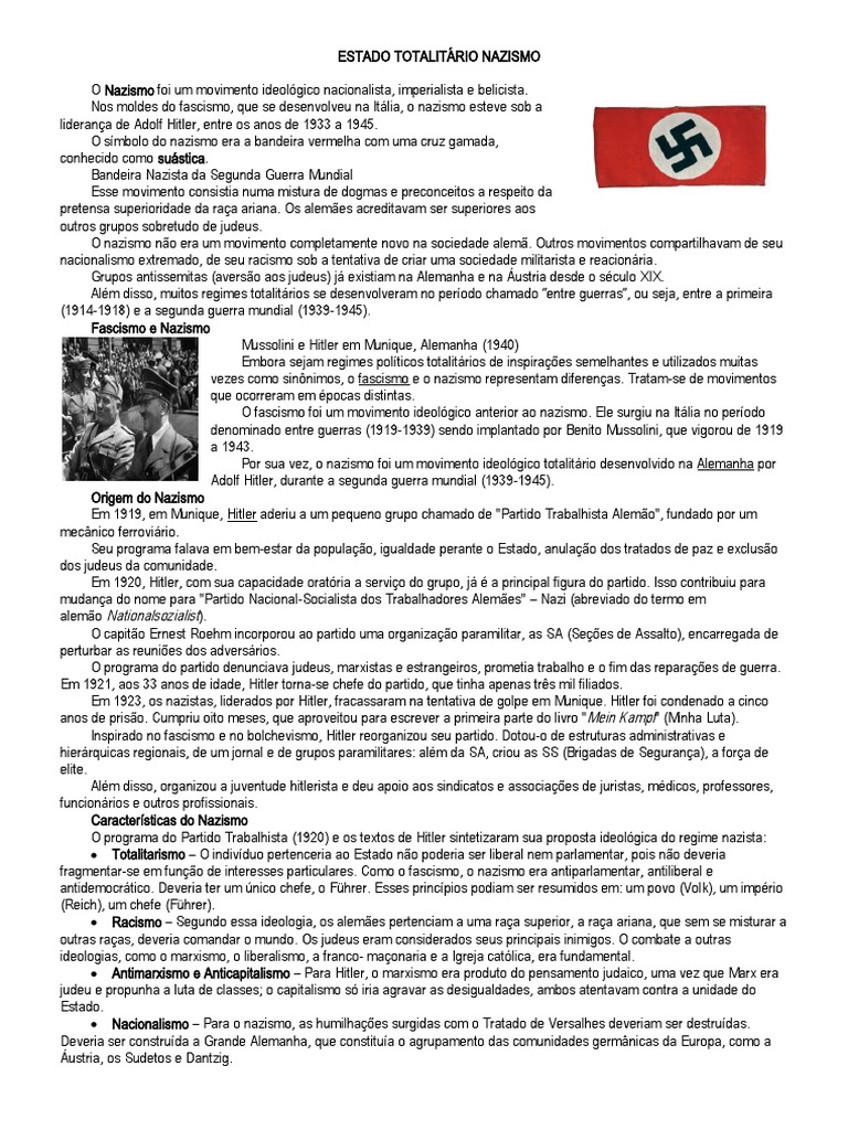 Nazismo: Ideologia e Totalitarismo | PDF | Nazismo | Alemanha nazista