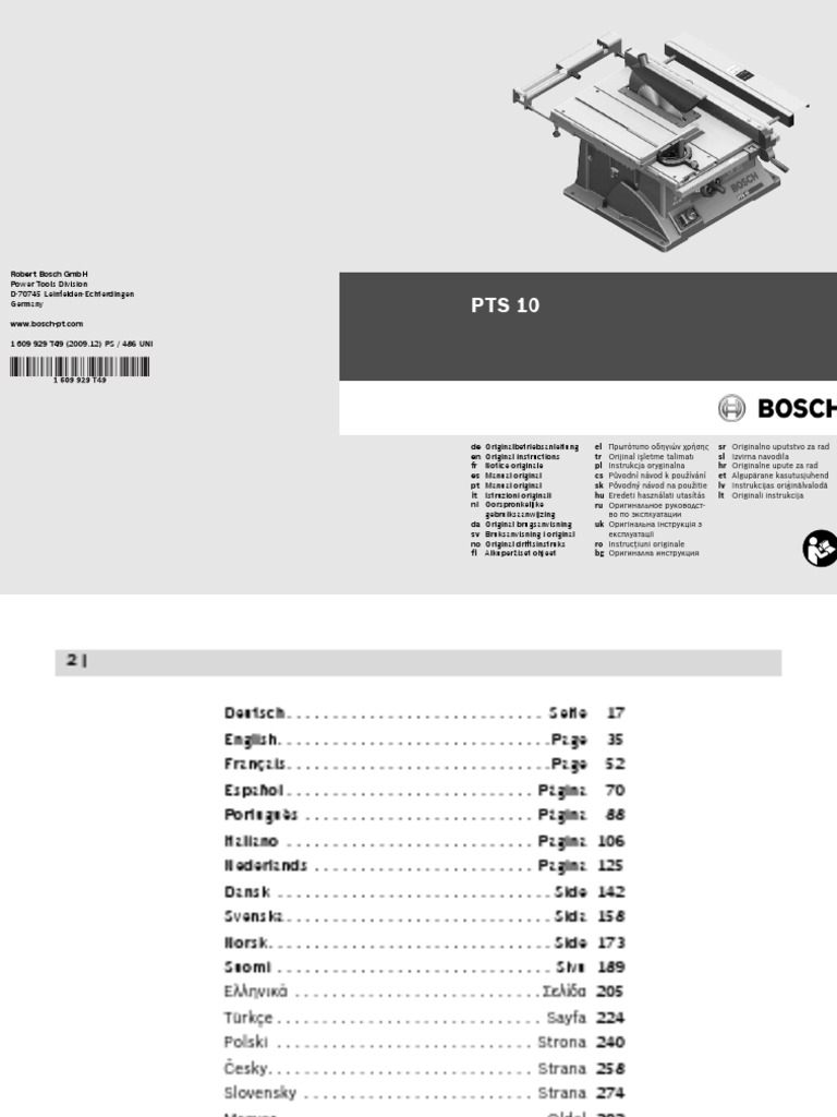 Banco Sega Bosch PTS10 | PDF