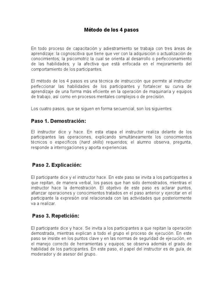 Método de Los 4 Pasos | PDF | Aprendizaje | Cognición