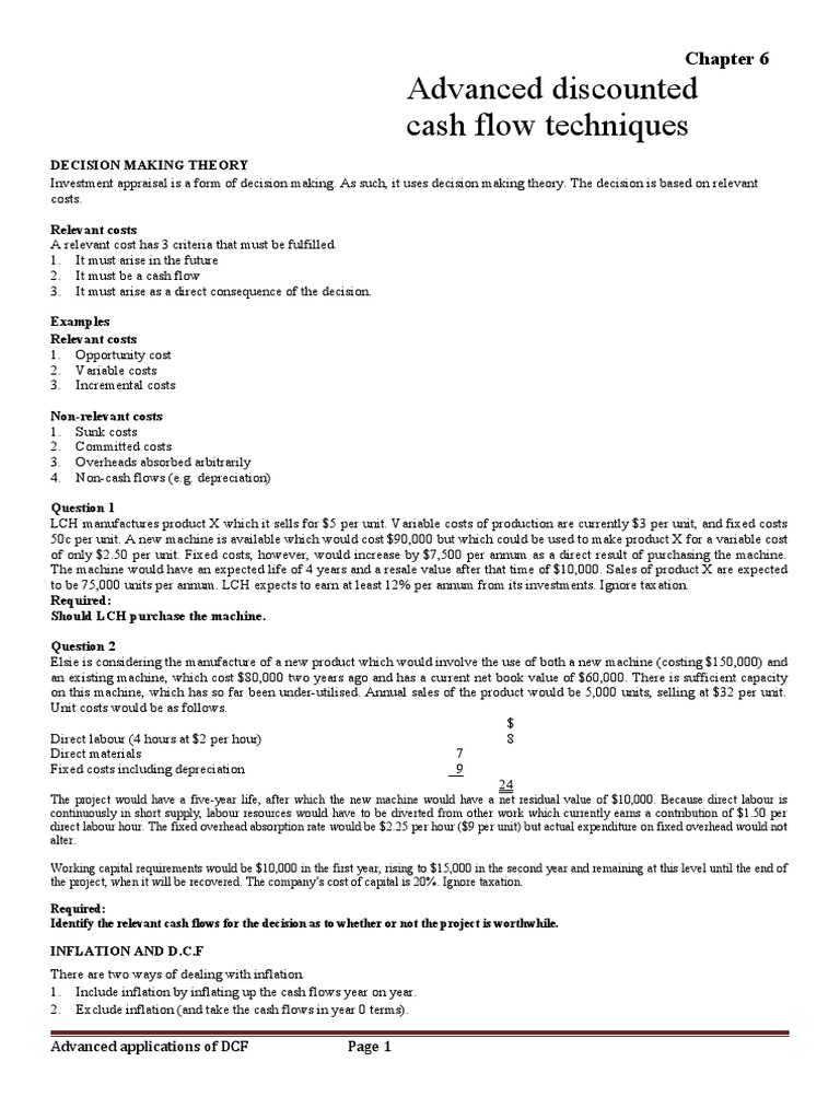 Non Discounted Cash Flow Techniques Ppt