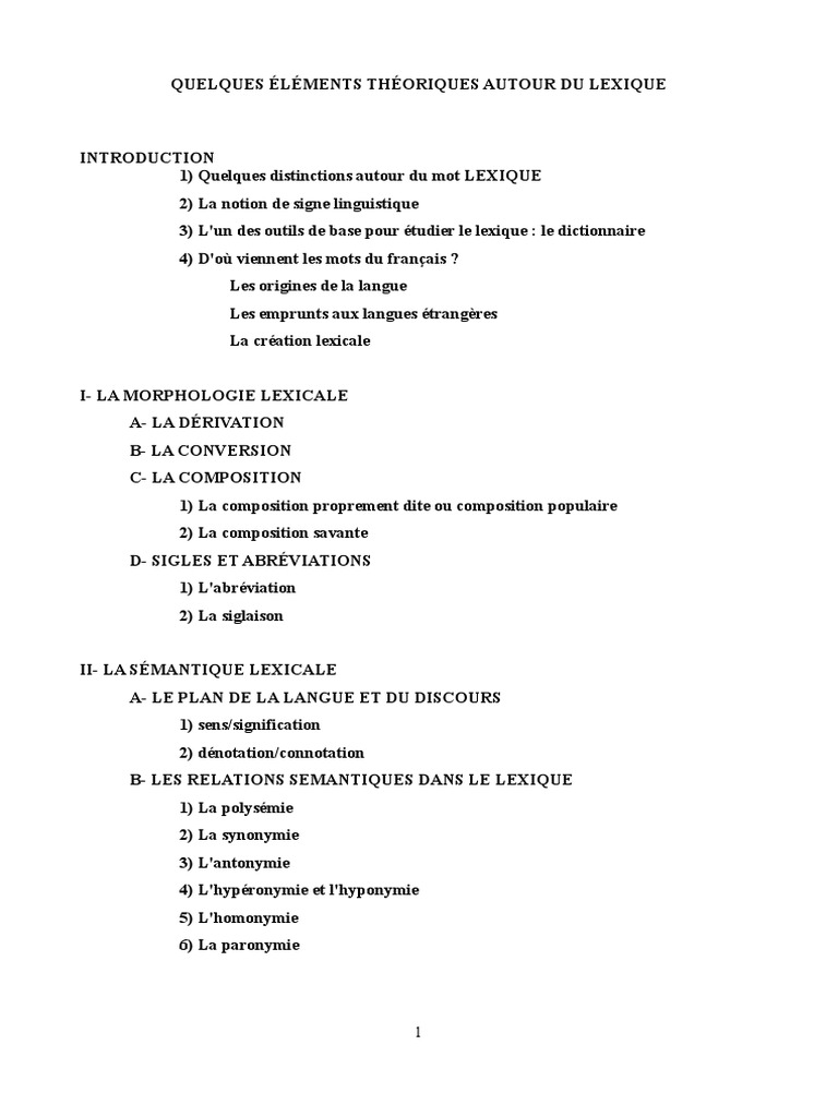 Lexique et composition savante | PDF | Lexique | Morphologie (linguistique)