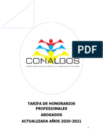 Tarifa de Honorarios Profesionales Abogados ACTUALIZADA AÑOS 2020-2021