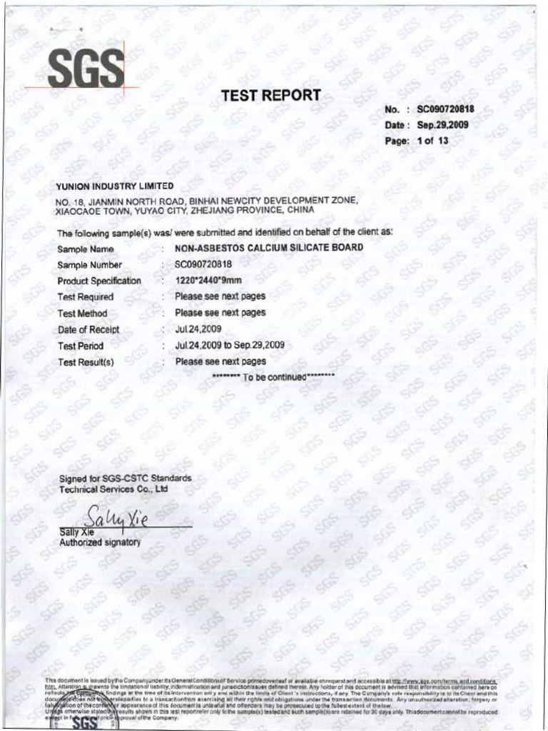 FIREPROOF BS 476 PART 20 Test Certificate PDF
