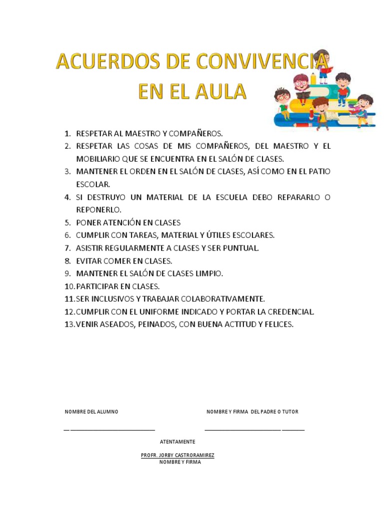 Acuerdos de convivencia en el aula | PDF