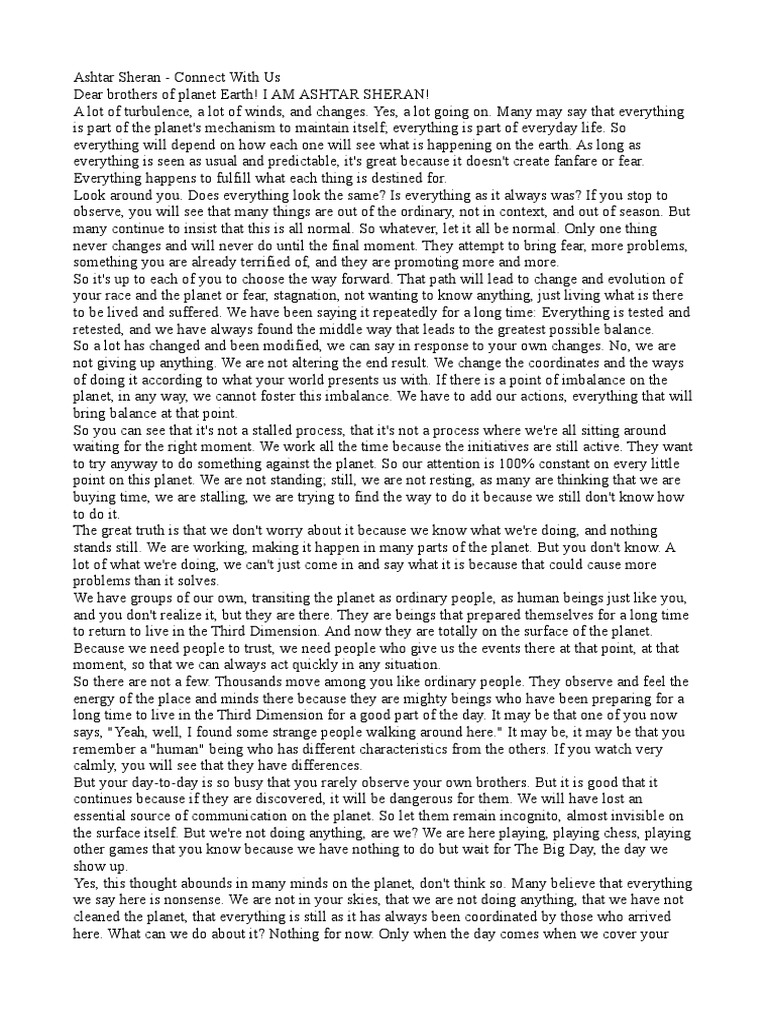 Ashtar Sheran's Message to Humanity | PDF | Deception